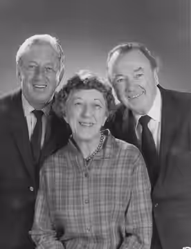 Publicity photo of American entertainers, (L–R) Ray Bolger, Margaret Hamilton and Jack Haley, reunited in 1970 in commemoration of their roles in the 1939 featu