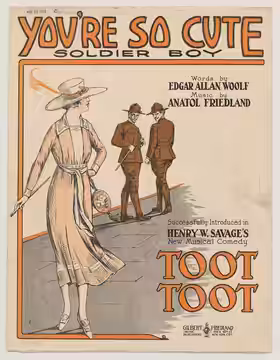 Sheet music cover of "You're so cute, soldier boy" (1918)