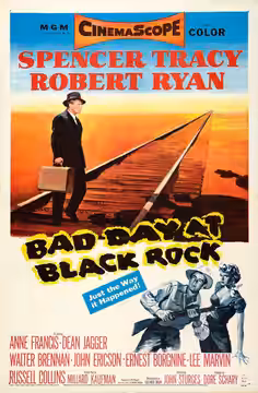 Theatrical release poster for the 1955 film Bad Day at Black Rock.