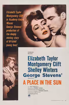Theatrical poster for the US theatrical re-release of the 1951 film A Place in the Sun. (1959)