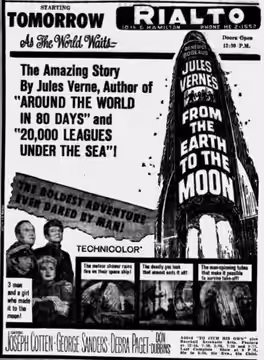 Rialto Theater advertisement for the American science fiction film From the Earth to the Moon (1958) - 2 Dec. 1958 Morning Call, Allentown PA