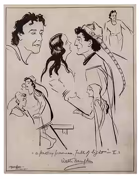 Signed sketch of Walter Hampden by Manuel Rosenberg for the Cincinnati Post 1919