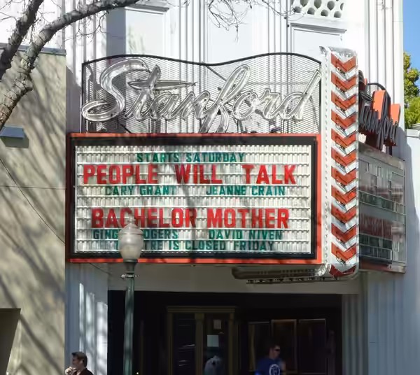 Movie cinema, the Stanford Theatre shows only black & white films in Palo Alto, California. (2012)