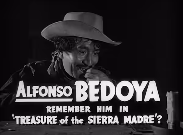 Mexican actor Alfonso Bedoya as he appears in the trailer of Border Incident (1949).