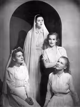 Photograph of Martha Scott, Uta Hagen, Frances Farmer and Julie Haydon, whose performances during the 1937–38 season were cited for excellence in the theatre by (1938)