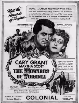 Colonial Theater advertisement for the American film The Howards of Virginia (1940) - 3 Oct. 1940 Morning Call, Allentown PA