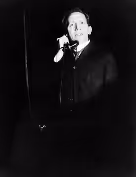 Promotional photograph of Sam Jaffe in the original Broadway production of Grand Hotel Caption reads as follows:Season's Distinguished PerformancesAs Kringelein (1931)