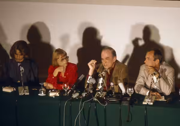 Press conference of Ingmar Bergman at The Venice film festival in 1985