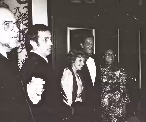 Robert Cummings and wife Regina Fong at the National Film Society convention, May 1979. NOTE: Permission granted to copy, publish, broadcast or post any of my p