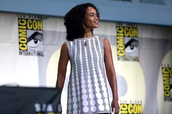 Virginie Besson-Silla speaking at the 2016 San Diego Comic Con International, for "Valerian and the City of a Thousand Planets", at the San Diego Convention Cen