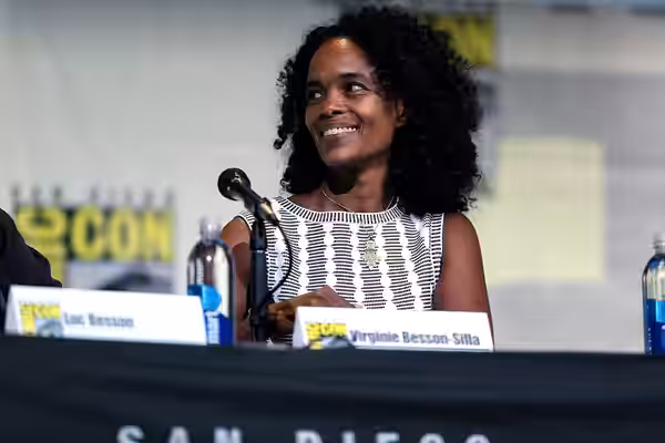 Virginie Besson-Silla speaking at the 2016 San Diego Comic Con International, for "Valerian and the City of a Thousand Planets", at the San Diego Convention Cen