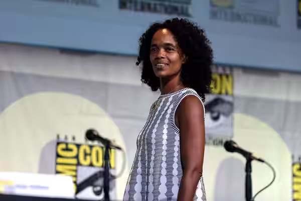 Virginie Besson-Silla speaking at the 2016 San Diego Comic Con International, for "Valerian and the City of a Thousand Planets", at the San Diego Convention Cen