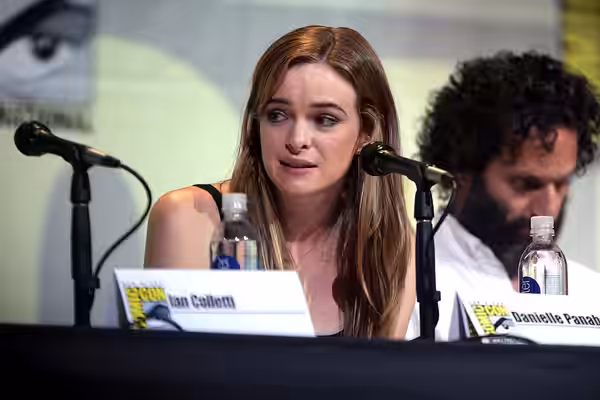 Danielle Panabaker speaking at the 2016 San Diego Comic Con International, for "Preacher", at the San Diego Convention Center in San Diego, California. Please a