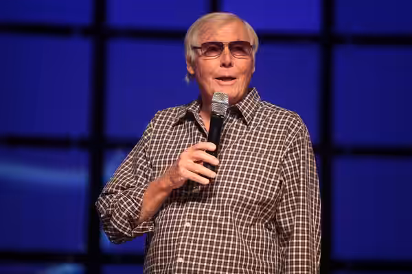 Adam West speaking at the 2014 Phoenix Comicon at the Phoenix Convention Center in Phoenix, Arizona. Please attribute to Gage Skidmore if used elsewhere.