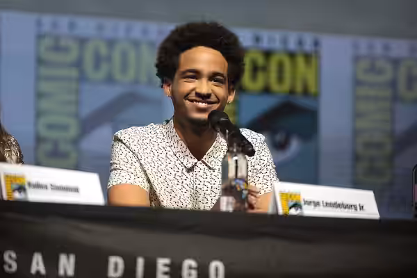 Jorge Lendeborg Jr. speaking at the 2018 San Diego Comic Con International, for "Bumblebee", at the San Diego Convention Center in San Diego, California. Please