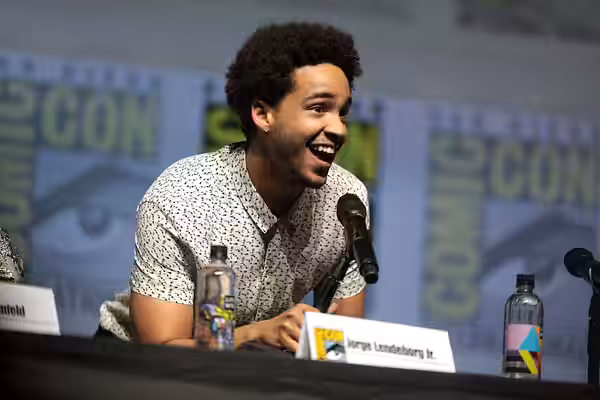 Jorge Lendeborg Jr. speaking at the 2018 San Diego Comic Con International, for "Bumblebee", at the San Diego Convention Center in San Diego, California. Please