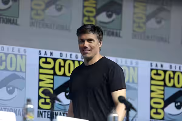 Anson Mount speaking at the 2018 San Diego Comic Con International, for "Star Trek: Discovery", at the San Diego Convention Center in San Diego, California. Ple
