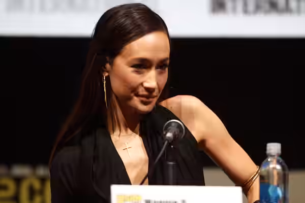 Maggie Q speaking at the 2013 San Diego Comic Con International, for Entertainment Weekly's "Women Who Kick Ass" panel, at the San Diego Convention Center in Sa