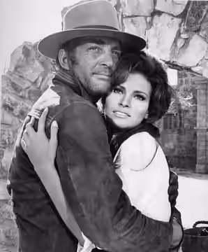 Photo from the 1968 film Bandelero! with Dean Martin and Raquel Welch.