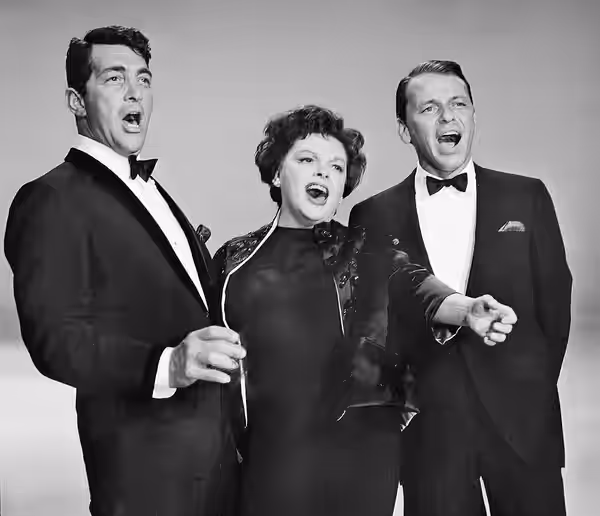 Photo of Dean Martin, Judy Garland and Frank Sinatra performing on The Judy Garland Show in 1962. This was a stand-alone special originally broadcast Feb. 25, 1