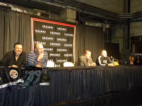 Boxing promoter Lou DiBella, second from left, at a press conference at Boardwalk Hall in Atlantic City in April 18, 2010.