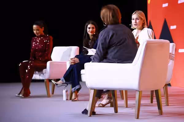 29 June 2023; Speakers, from left, Natasha Graziano, #1 Woman Motivational Speaker Under 40; Madi B Webb, Creator, Madibwebb; Kelly Rutherford, Actor &amp; Inve