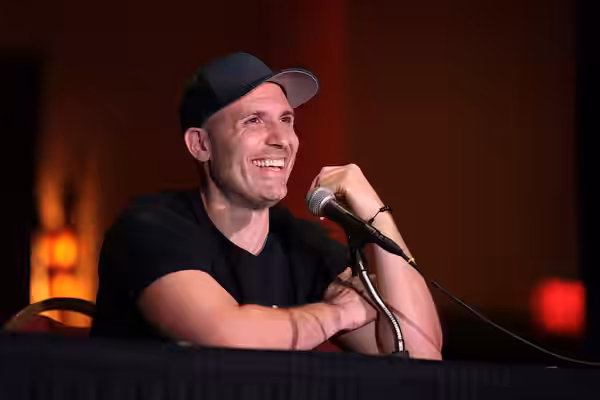 Damien Leone speaking with attendees at the 2023 Mad Monster Arizona Party at the Renaissance Phoenix Glendale Hotel &amp; Spa in Glendale, Arizona. Please attr