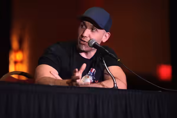 Damien Leone speaking with attendees at the 2023 Mad Monster Arizona Party at the Renaissance Phoenix Glendale Hotel &amp; Spa in Glendale, Arizona. Please attr