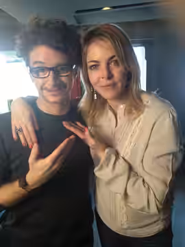 Barty Colucci insieme a Claudia Gerini durante una delle ultime ospitate in RDS (2013)