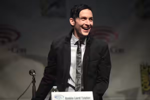 Robin Lord Taylor speaking at the 2015 Wondercon, for "Gotham", at the Anaheim Convention Center in Anaheim, California. Please attribute to Gage Skidmore if us