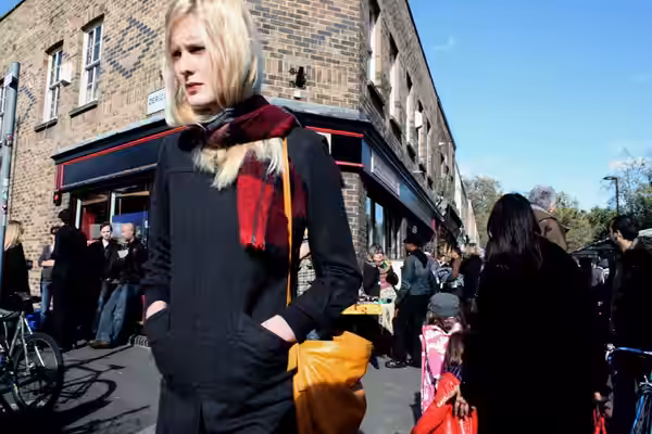 Scottish author Amy Liptrot on Broadway Market in Hackney London in 2008.