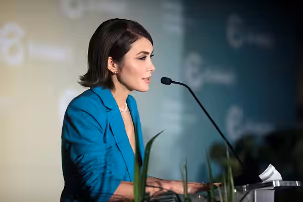 Daniella Pineda speaking with attendees at the American Conservation Coalition's 2022 Summit at the JW Marriott Washington, D.C. in Washington, D.C. Please attr