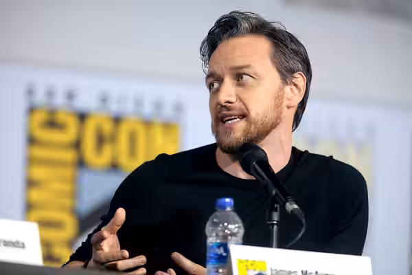 James McAvoy speaking at the 2019 San Diego Comic Con International, for "His Dark Materials", at the San Diego Convention Center in San Diego, California. Plea