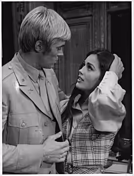 Publicity photo of Linda Harrison and Dennis Cole in NBC's Bracken's World, October 1969