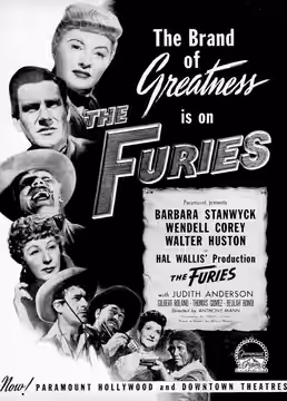 Promotional poster for the film The Furies. (1950)