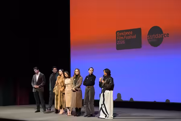 Cast and crew at the Q&amp;A after The Gallerist Premiere at the 2026 Sundance Film Festival