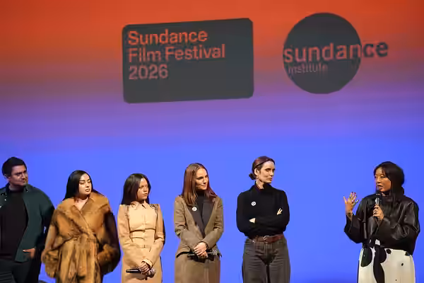 Cast and crew at the Q&amp;A after The Gallerist Premiere at the 2026 Sundance Film Festival