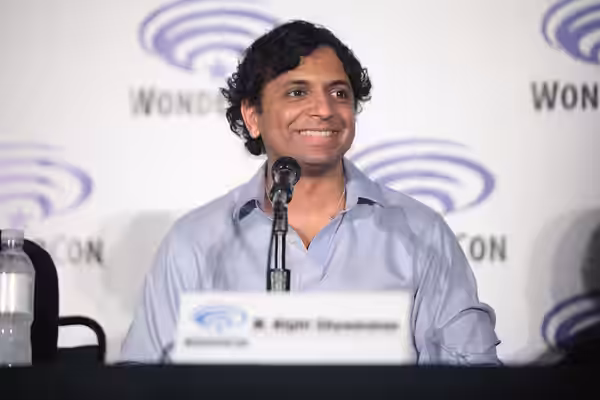 M. Night Shyamalan speaking at the 2016 WonderCon, for "Wayward Pines", at the Los Angeles Convention Center in Los Angeles, California. Please attribute to Gag