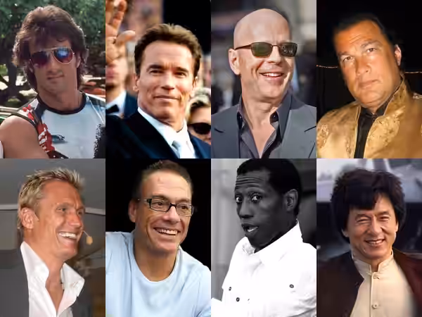 Collage of famous action heroes (2010)