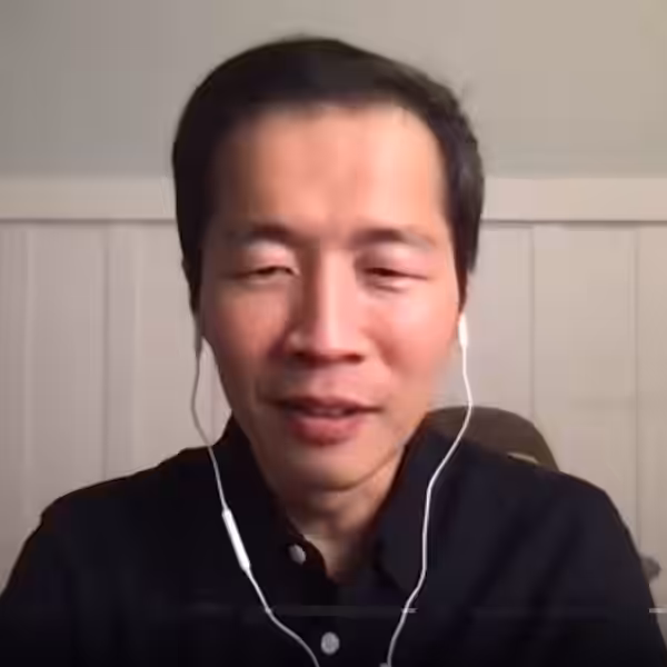 Lee Isaac Chung, screen capture from the Voice of America video shown. (2021)