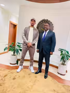 Meeting between the Minister of Tourism of the Republic of Angola, Márcio Daniel, and U.S. actor Will Smith, owner of the Westbrook Racing team in the UIM E1 Wo (2026)