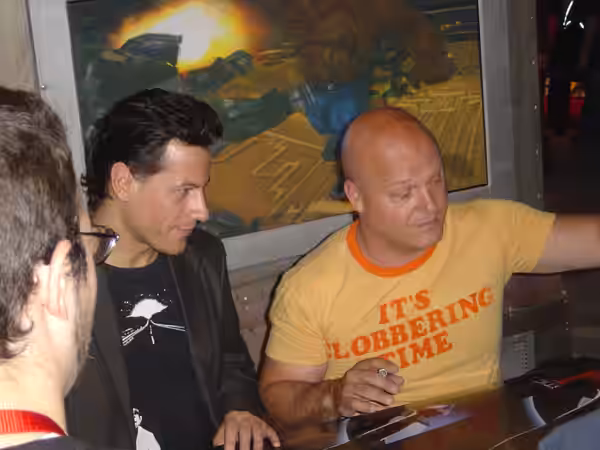Ioan Gruffudd and Michael Chiklis, actors of the Fantastic Four movies. (2005)