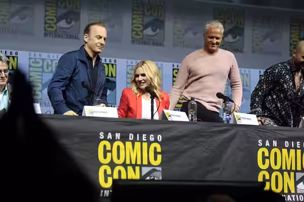 Bob Odenkirk, Rhea Seehorn and Patrick Fabian speaking at the 2018 San Diego Comic Con International, for "Better Call Saul", at the San Diego Convention Center