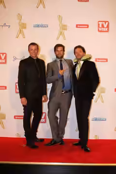 Actors Luke Jacobz, Axle Whitehead and Josh Quong Tart at the 2011 Logie Awards.