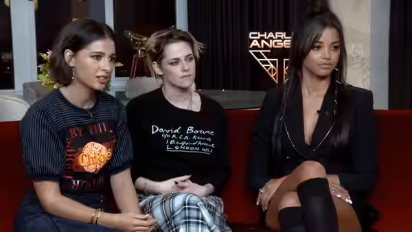 Charlie's Angels cast during interview, November 2019.