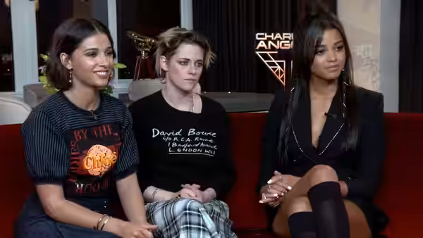 Charlie's Angels cast during interview, November 2019.
