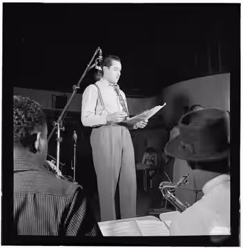 Gottlieb, William P., 1917-, photographer. [Portrait of Cab Calloway, Columbia studio, New York, N.Y., ca. Mar. 1947] 1 negative : b&amp;w ; 2 1/4 x 2 1/4 in. N