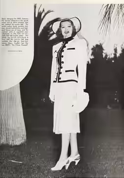 Lucille Ball by John Miehle, Photoplay August 1938. Fashion design by Renié.
