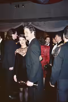 Phoebe Cates and husband Kevin Kline at the Governor's Ball following the telecast of the 61st Annual Academy Awards, 1989. NOTE: Permission granted to copy, pu