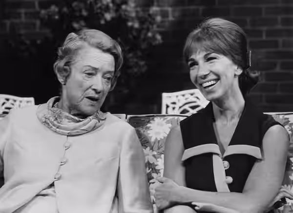Peggy Wood (left) and Doris Belack in the TV series One Life to Live - publicity still (cropped and without marks) (1969)